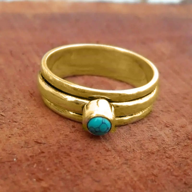 Shi Jewelry Round Imitation Opal Retro Rings