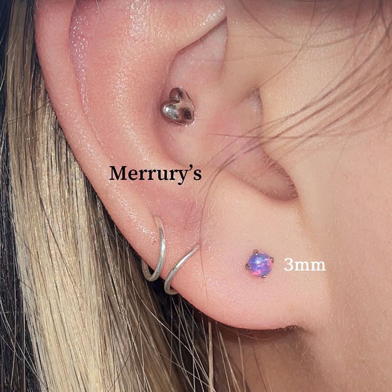Basic Style Color Opal Mini Ear Bone Screw Niche Design Stud Earrings