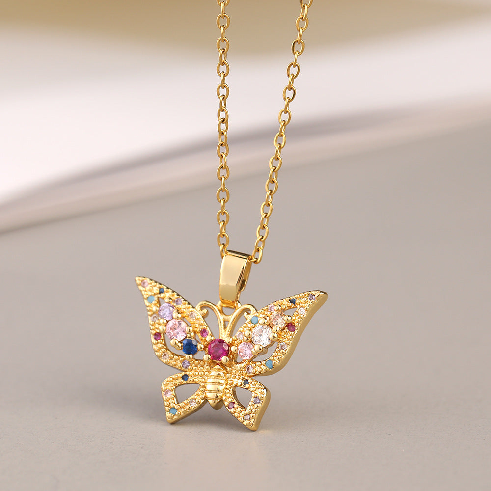Simple Fashion Sweet Niche Butterfly Geometric Color Necklaces