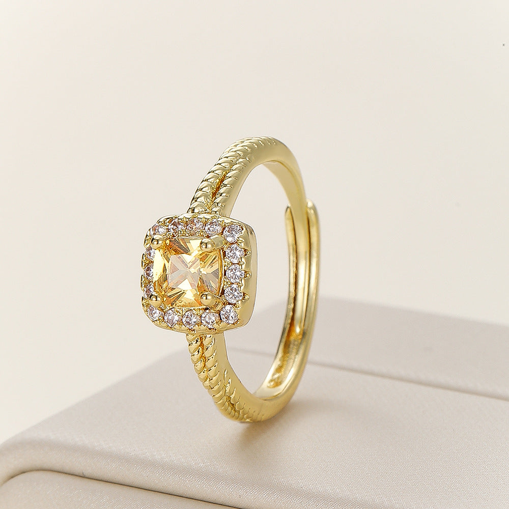 Cube Sugar Female Niche Design Senior Open Cold Wind Rings