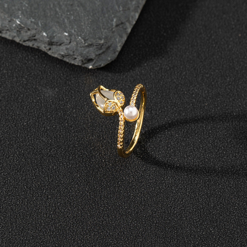 Women's Special Interest Light Luxury Design Pearl Fashion Rings