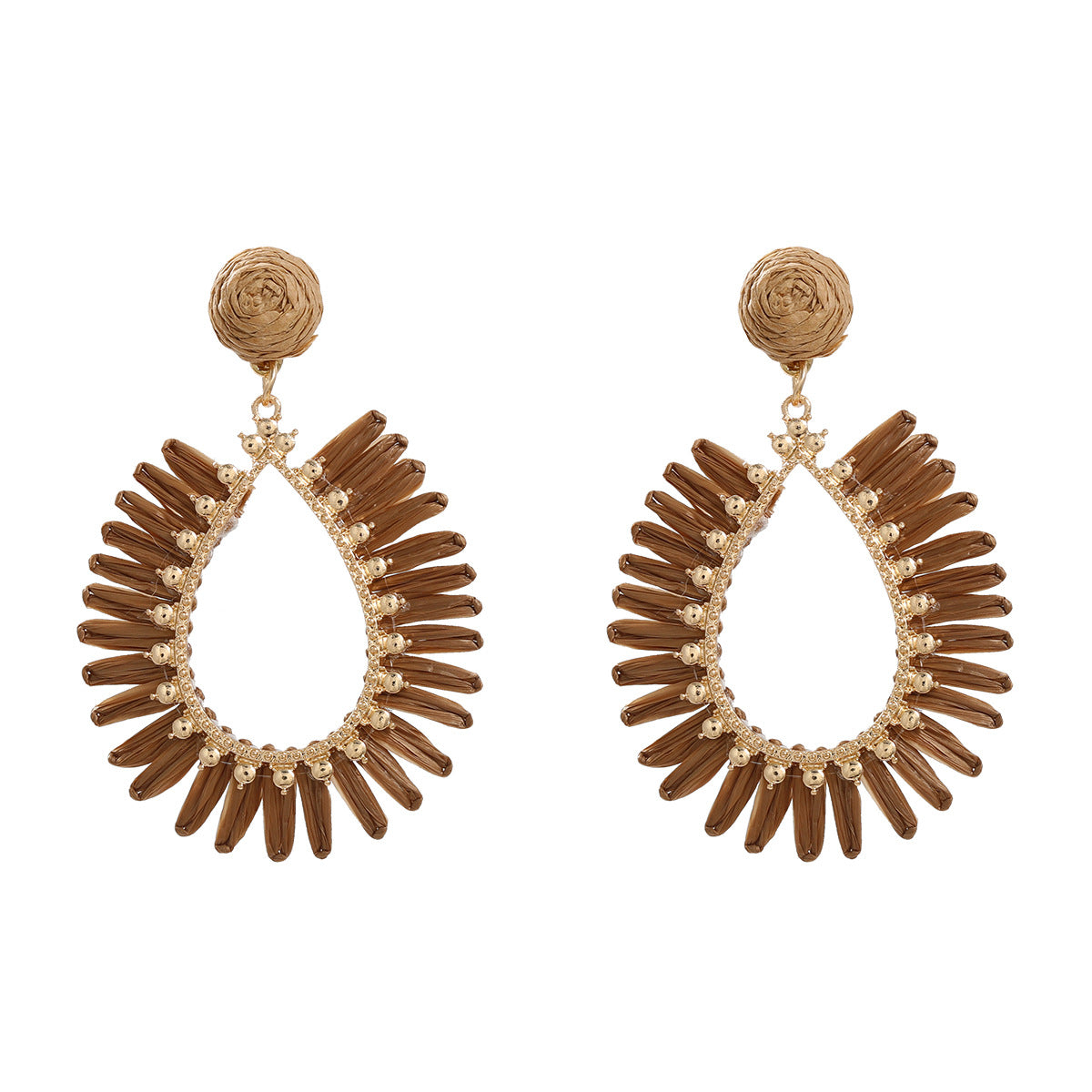 Summer Raffia Female Drop-shaped Bohemian Style Earrings