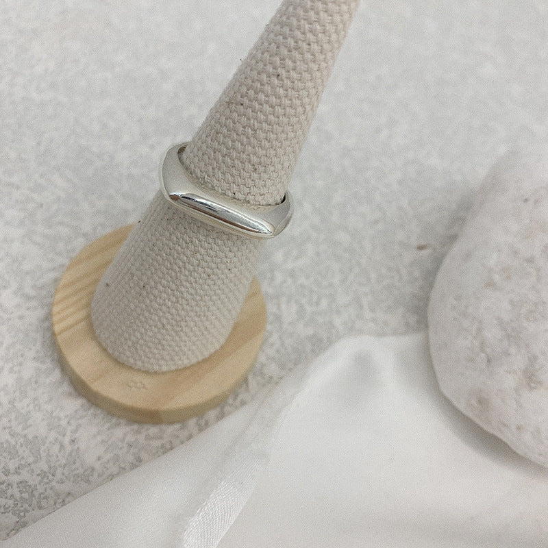 Style Wide Edge Female Sterling Sier Rings