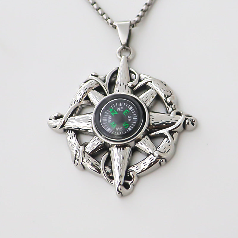 Men's Alloy Pendant Design Compass High-grade Trendy Necklaces