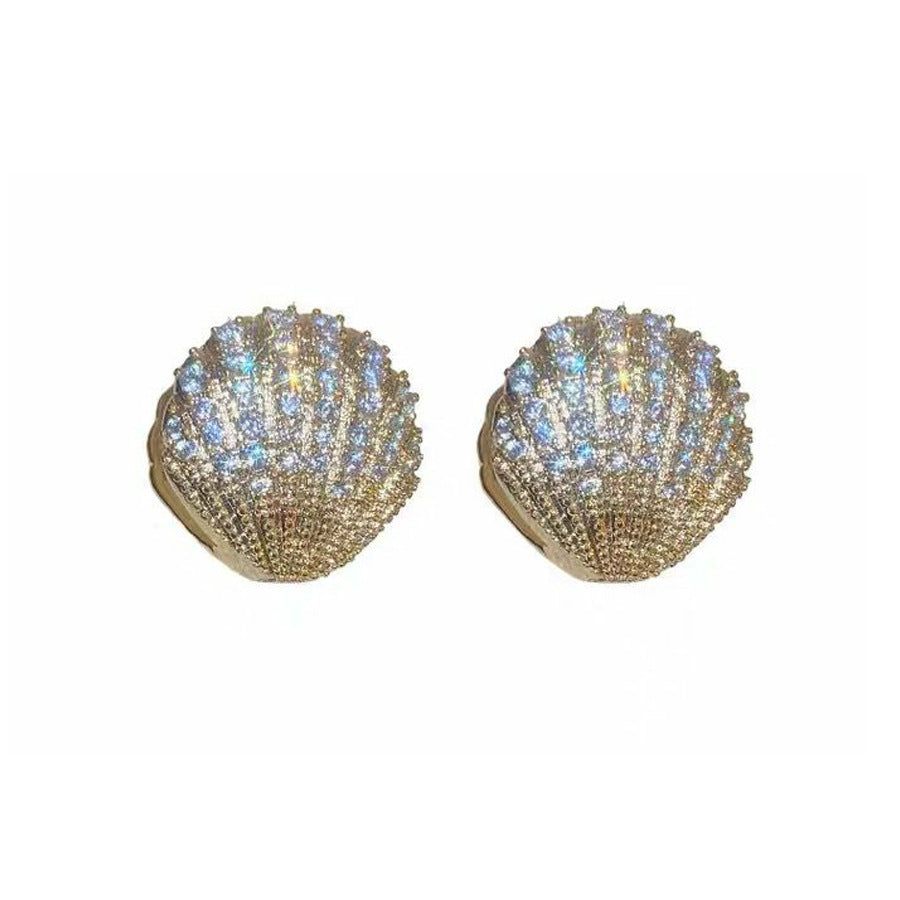 Bagues françaises sauvages élégantes en forme d'éventail de coquille de perle de Zircon