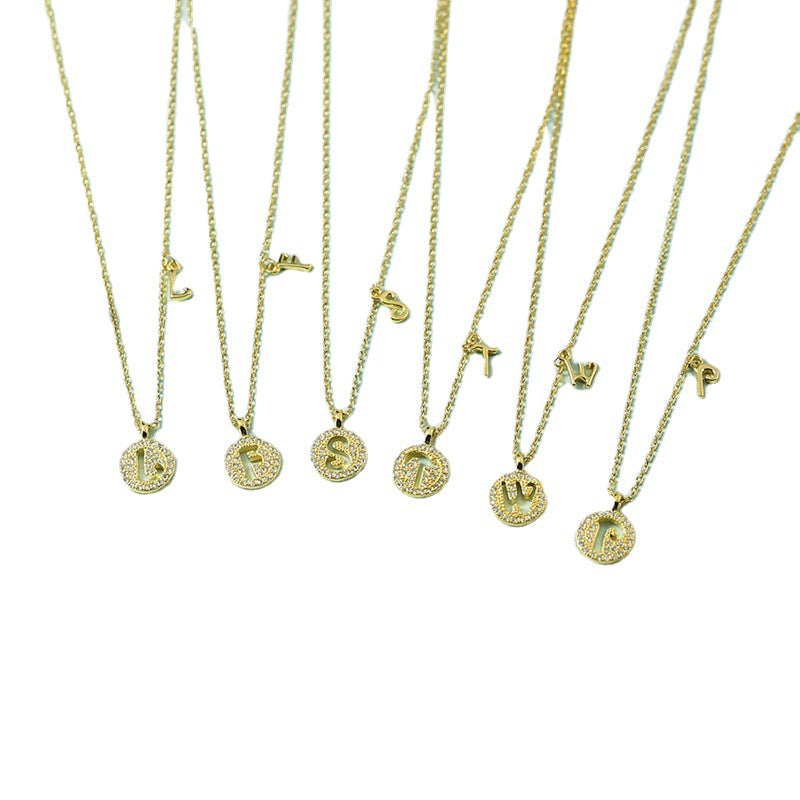 Lettre pour femme avec chaîne de clavicule incrustée de diamants, colliers tendance