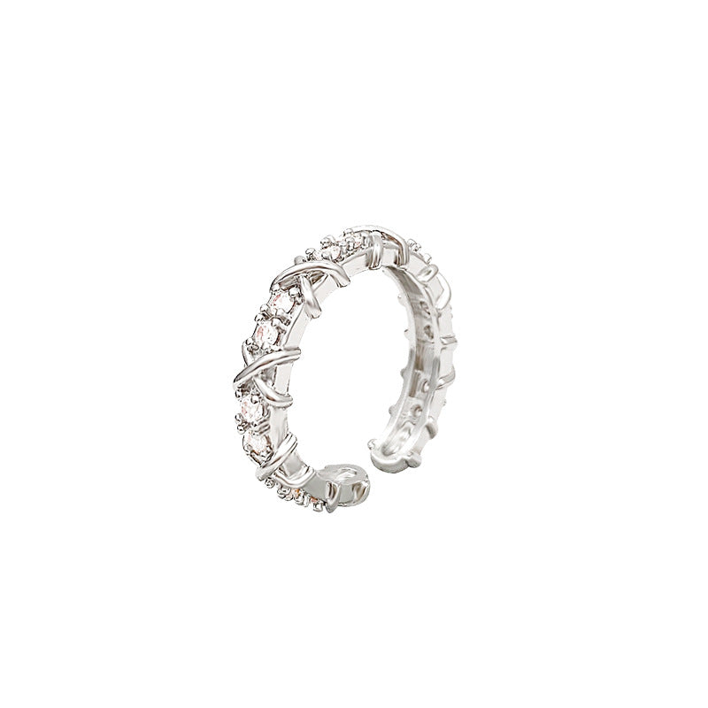 Klassische, einfache, volle Strass-Zirkon-Öffnungsringe für Damen