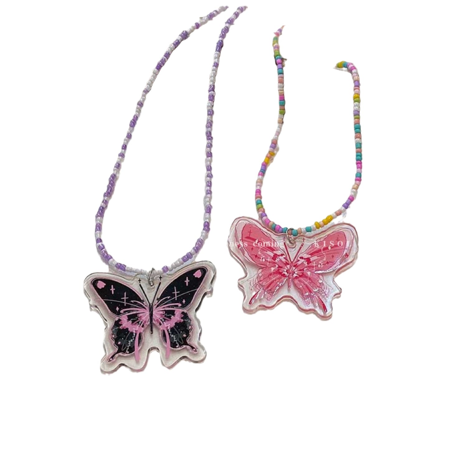 Butterfly Beaded Dopamine Wear Fresh Bead Necklaces