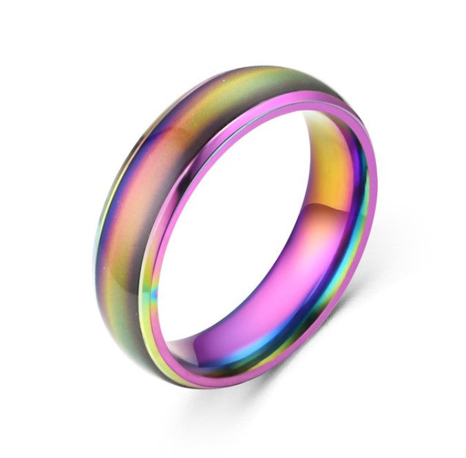 Mood Temperature Change Titanium Steel Couple Ring