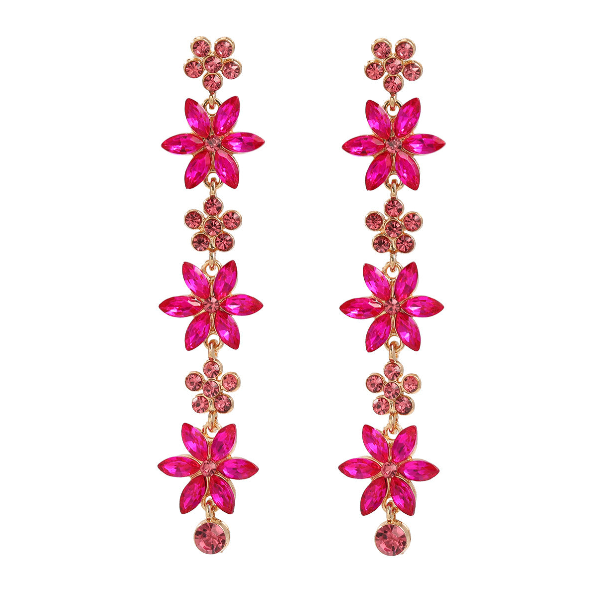 Women's Stylish Colored Diamond Flower Elegant Alloy Earrings