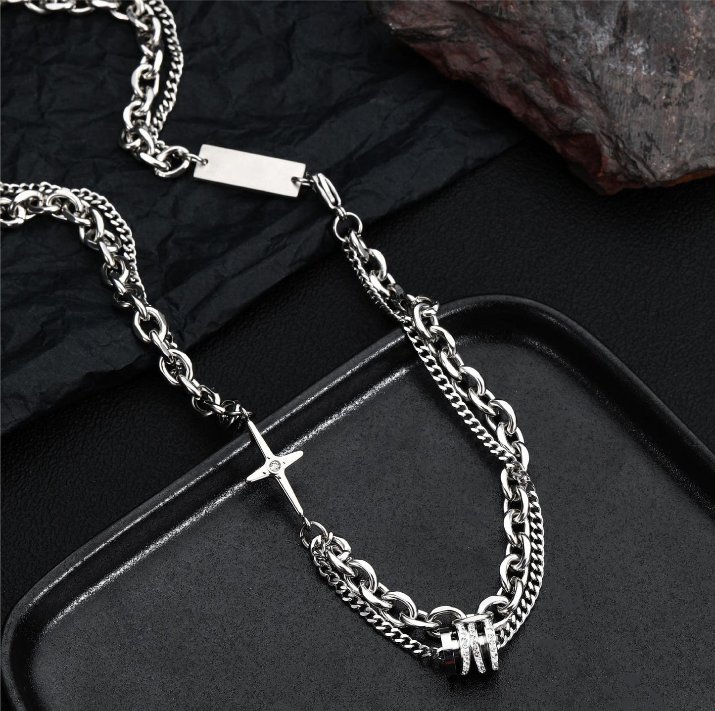Women's & Men's High-grade Cool Titanium Steel Trendy Twin Necklaces
