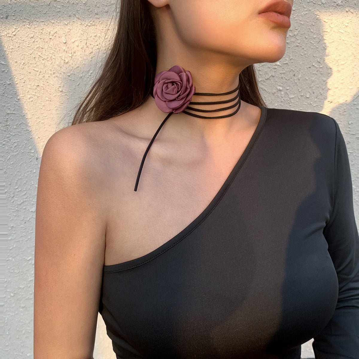 Ornement pour femmes Veet collier de fleurs plante grands colliers