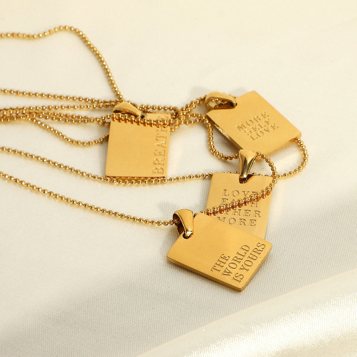Women's Gold Stainless Steel Text For Fashion Necklaces