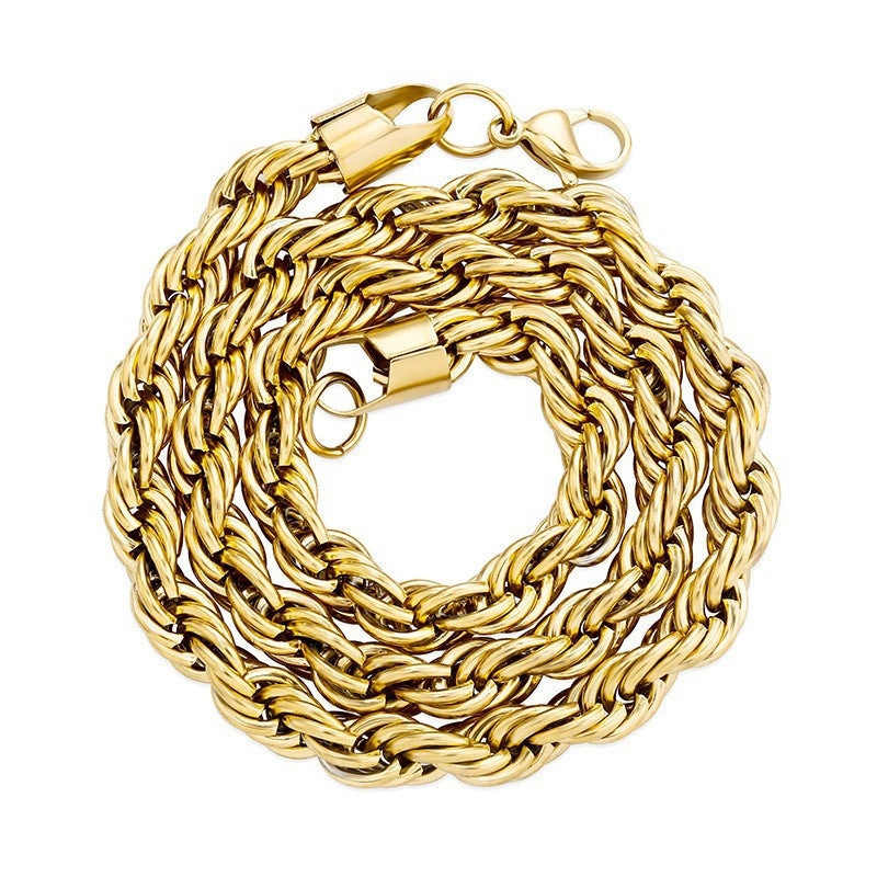 Thickened Encrypted Stainless Steel Hemp Flowers Necklaces