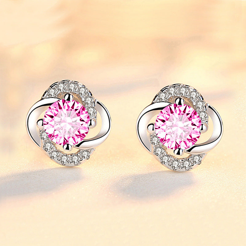 Women's Sier Four Leaf Clover Ear Fashionable Earrings