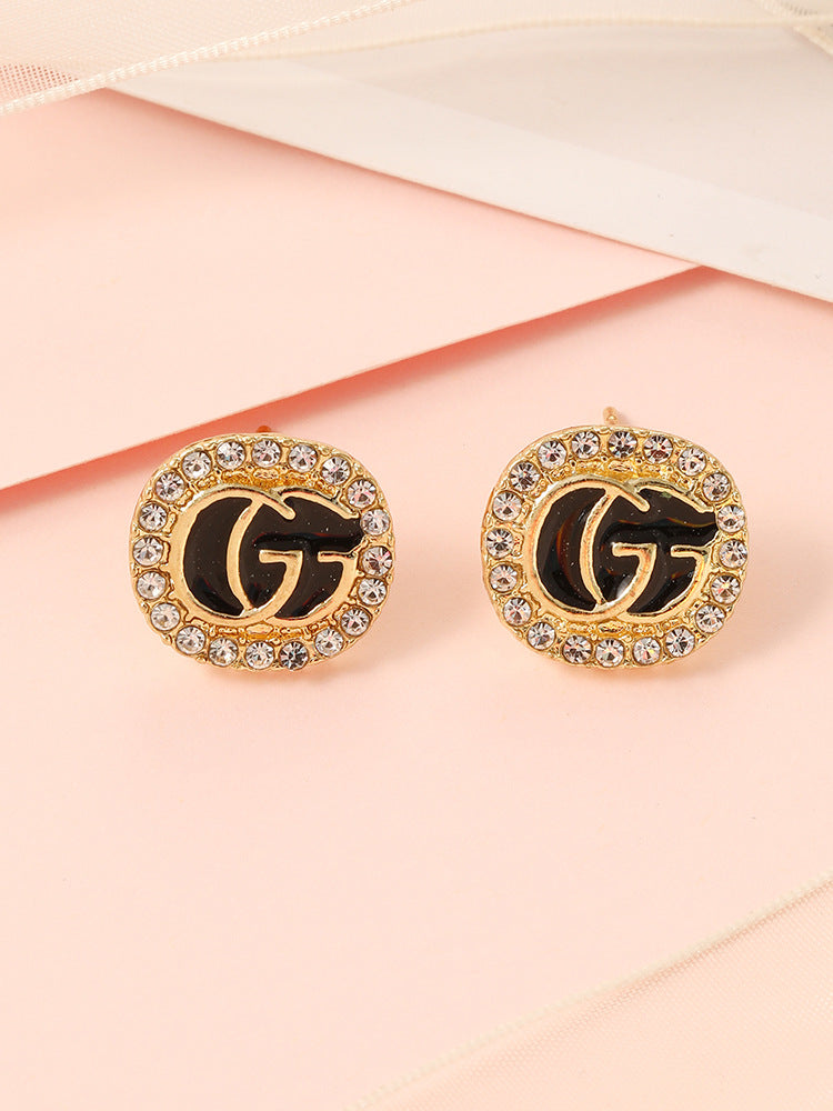 Women's Simple Square Letter High-grade Micro Inlaid Zircon Exquisite Light Earrings