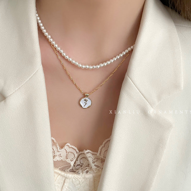 Twin Pearl Female Temperament Wild Clavicle Necklaces