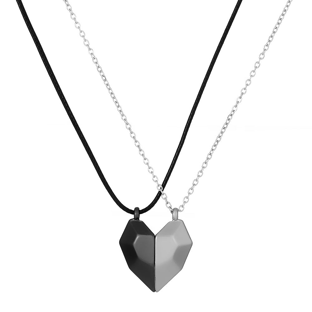 Pair Of Magnetic Heart-shaped Clavicle Chain Necklaces