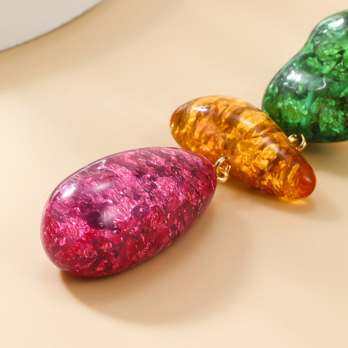 Women's Summer Colorful Geometric Resin Bohemian Ornament Rings