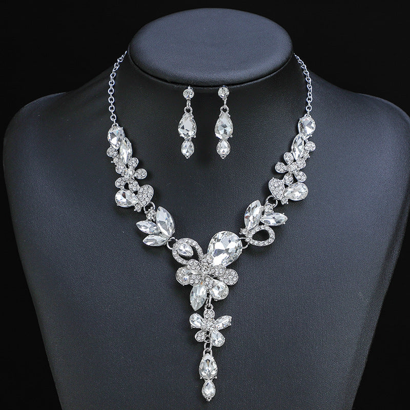 Spring Vintage Two-piece Set Flower Crystal Necklaces