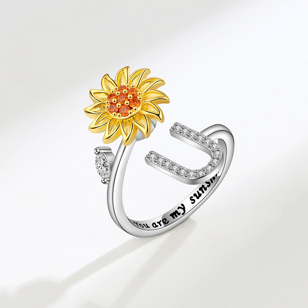 Sunflower Spinning Adjustable Letter Rotating Decompression Rings
