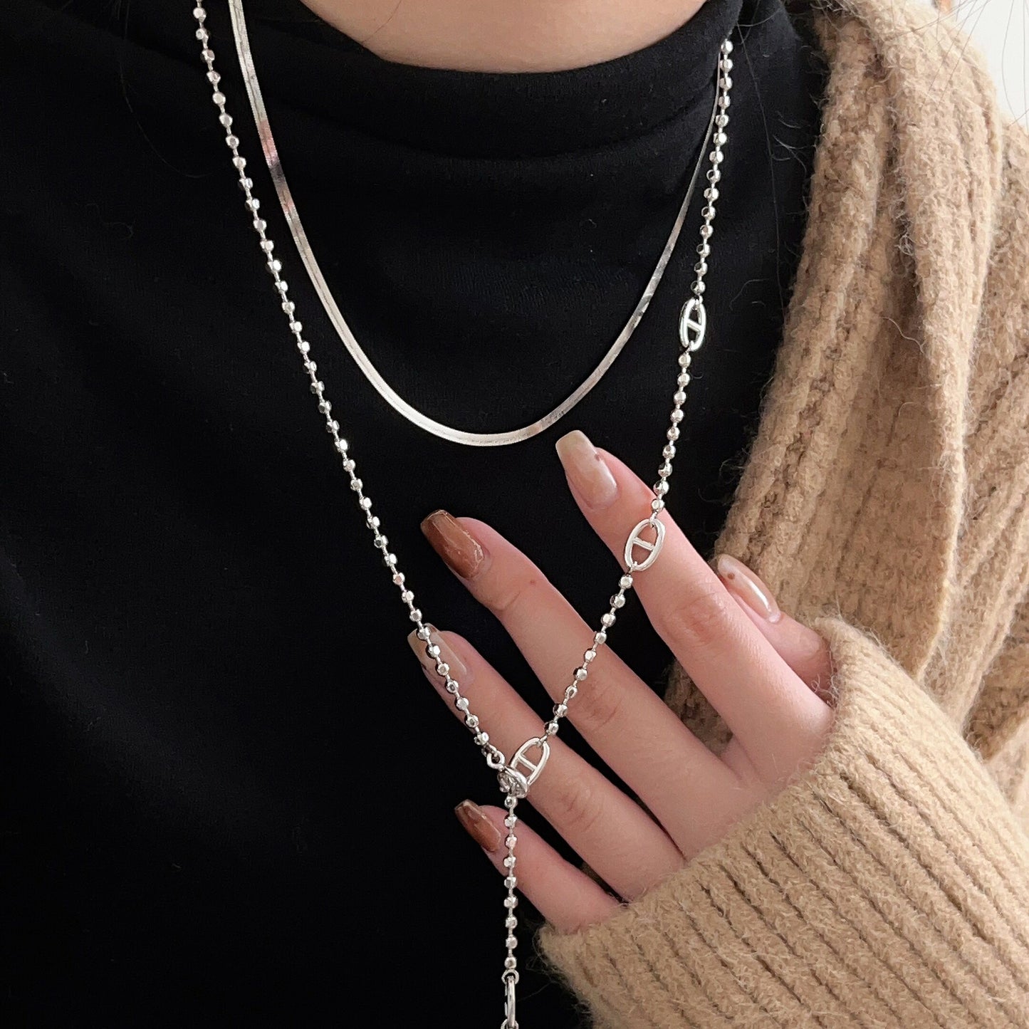 Women's Nose Turtleneck Sweater Chain More Than Long Necklaces
