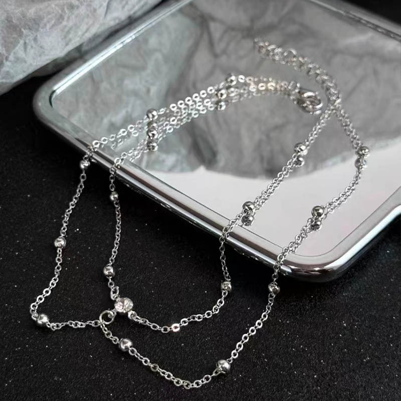 Women's Simple Chain Round Beads Design High-grade Temperament Necklaces