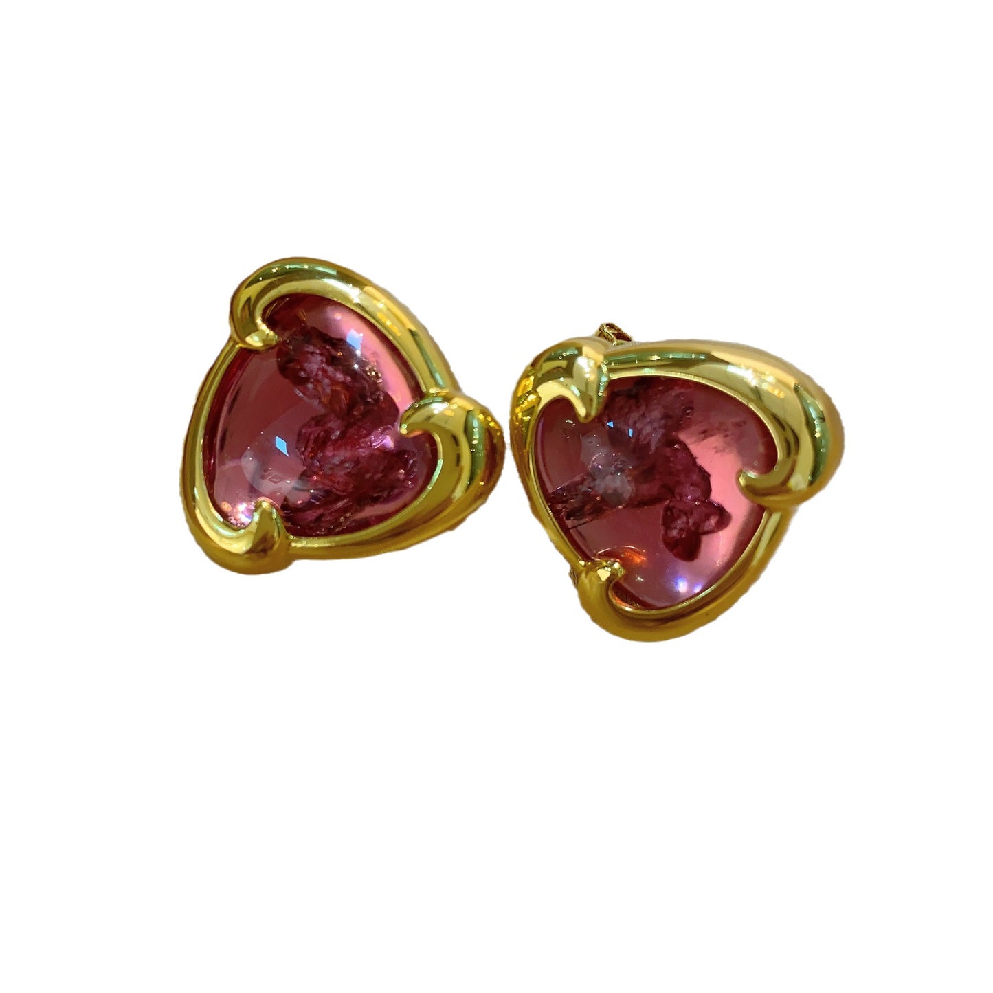 Gilding Colored Gems Antique Gold-plated Melting Earrings