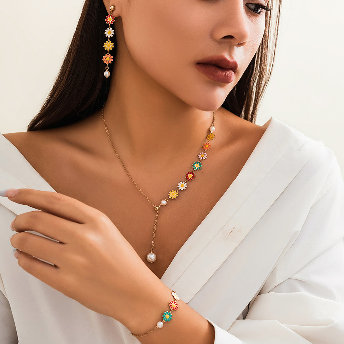 Colliers de niche en dopamine pour femmes, chaîne de clavicule florale fraîche