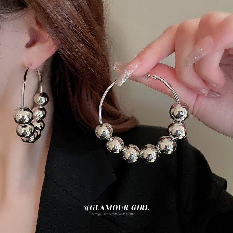 Exaggerated Sliding Ball Bead Affordable Luxury Fashion High Earrings