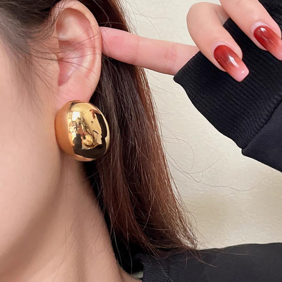 Women's Large Three-dimensional Design Advanced Sier Exaggerated Earrings