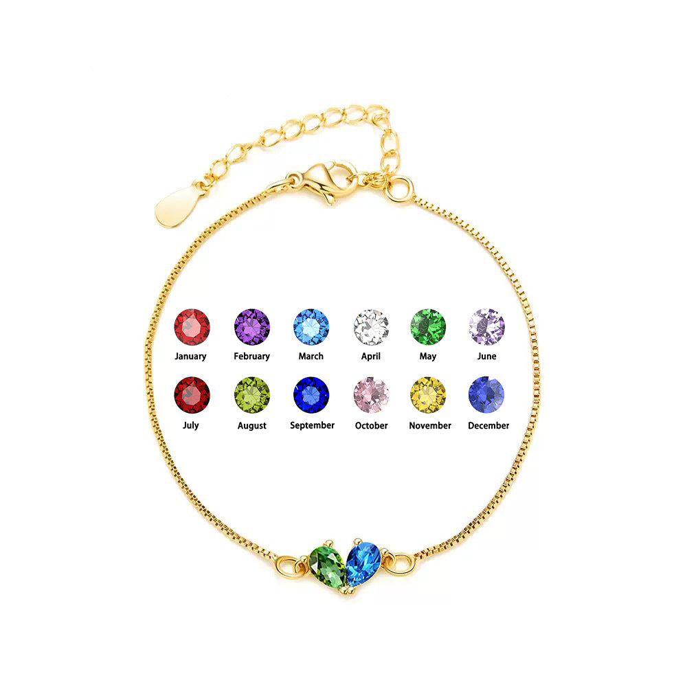 Moon Birthstone Water Drop Birthstones Mother's Bracelet