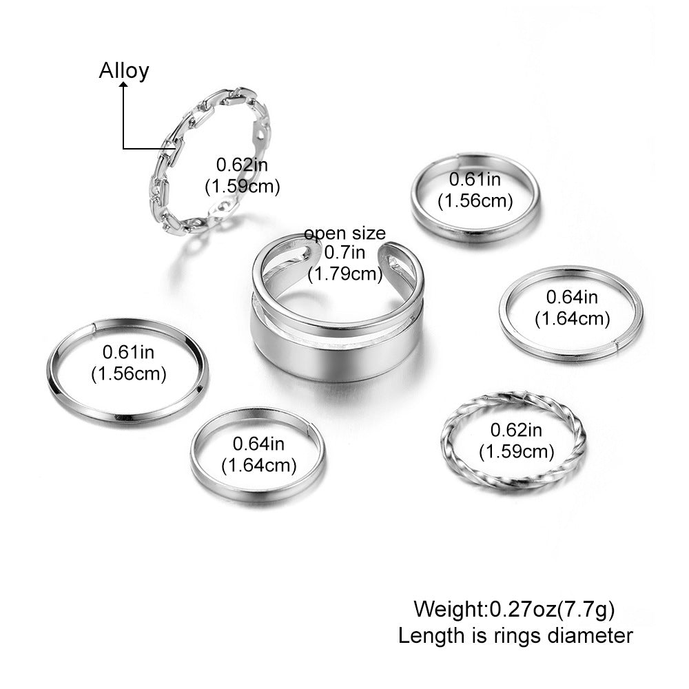 Simple Twin Style Chain Personality Suit Rings
