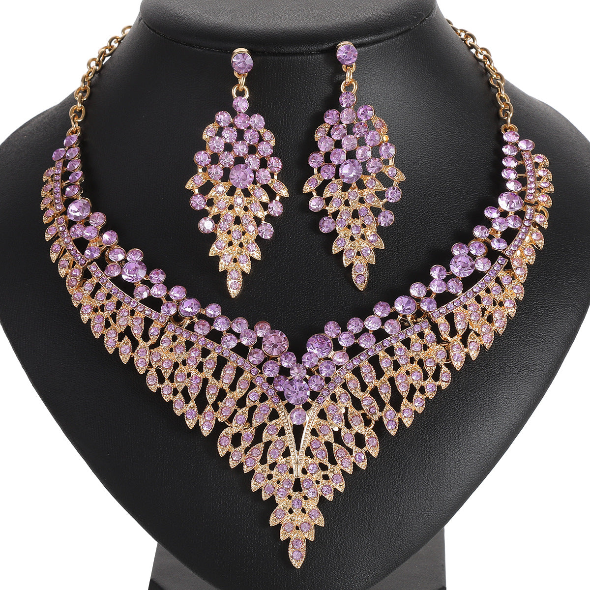 Alloy Clavicle Chain Royal Court Style Vintage High-key Dignified Crystal Rings