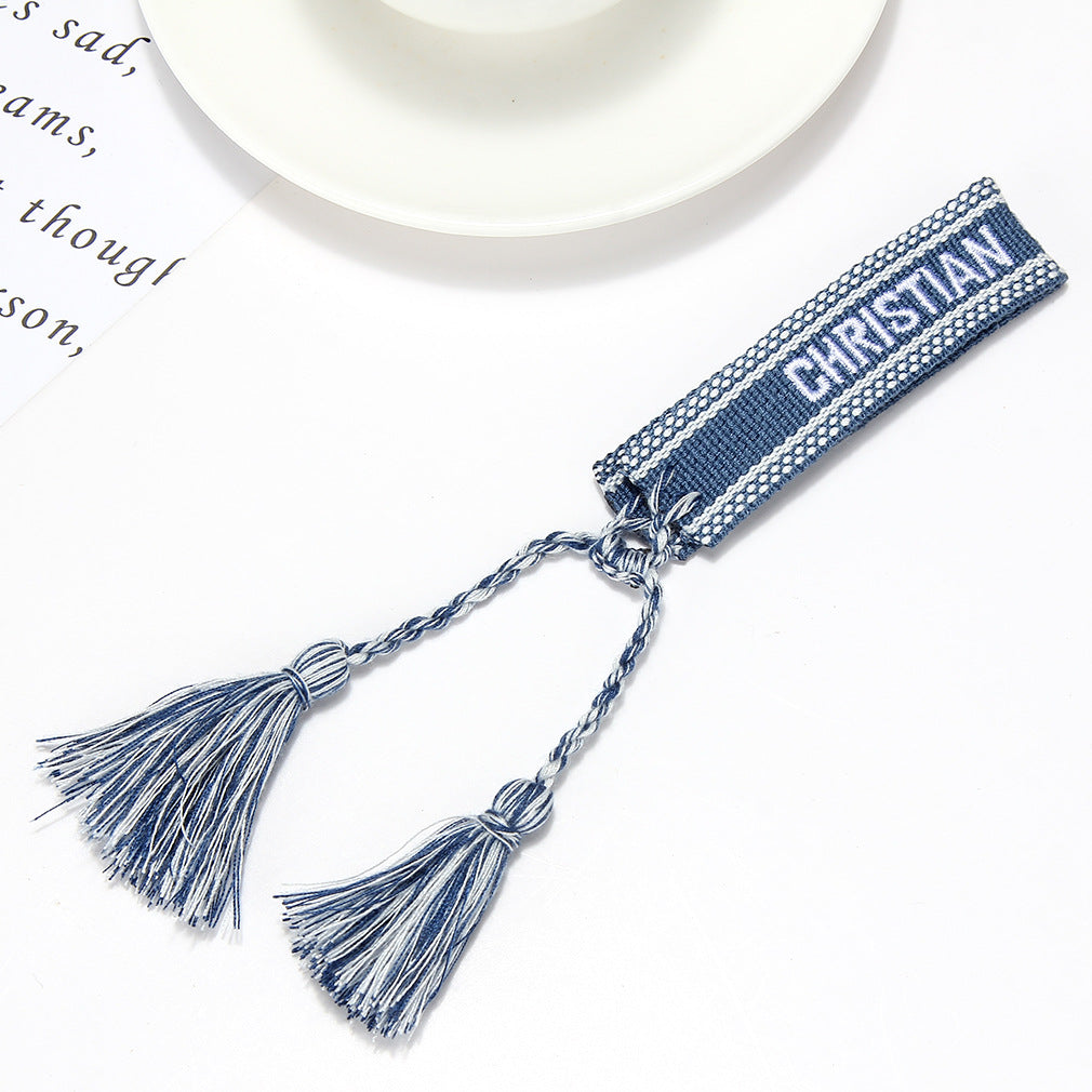 Women's To Joy Lucy Letter Embroidered Fashion Tassel Wristband Bracelets