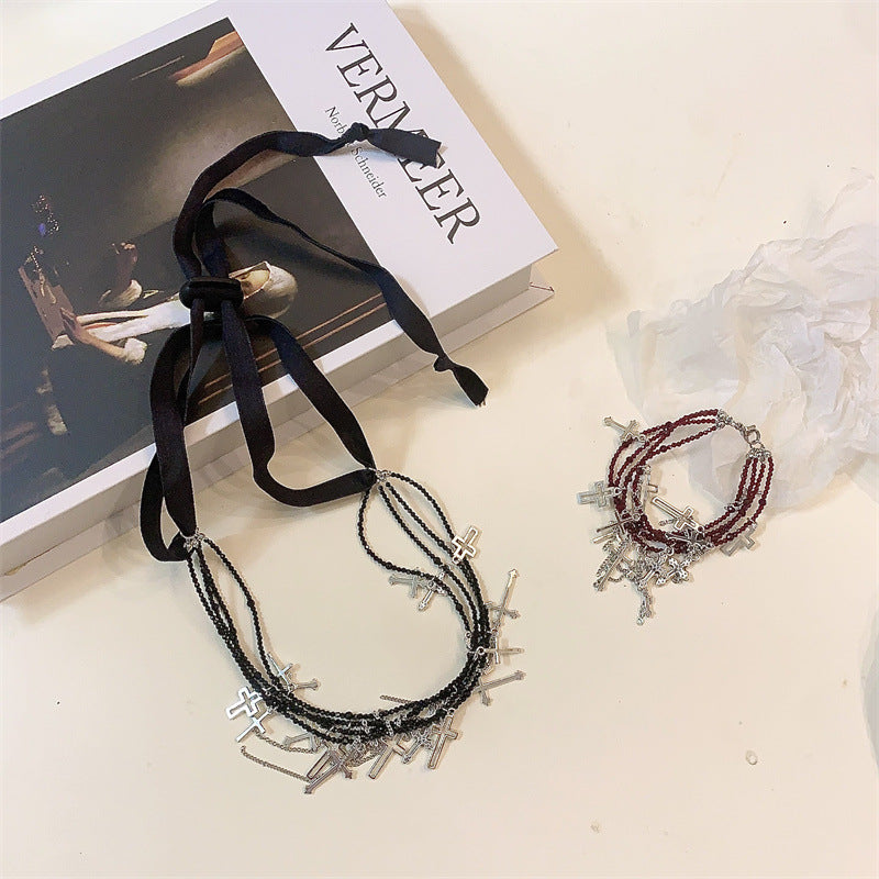 Cross Tassel Niche Temperament Neckband Clavicle Necklaces