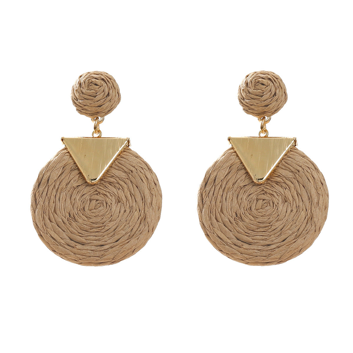 Summer Raffia Female Stylish Round Bohemian Earrings