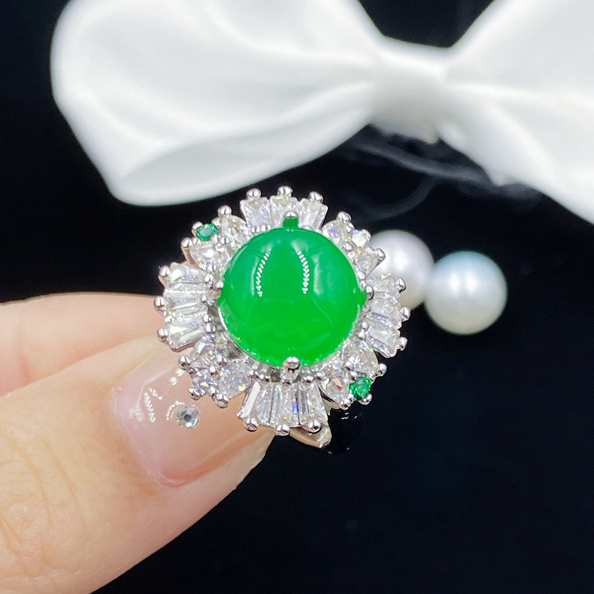 Live Simulation Natural Agate Chalcedony Open Rings