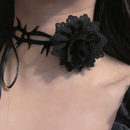 Colliers créatifs de tempérament de niche en dentelle de tissu rose