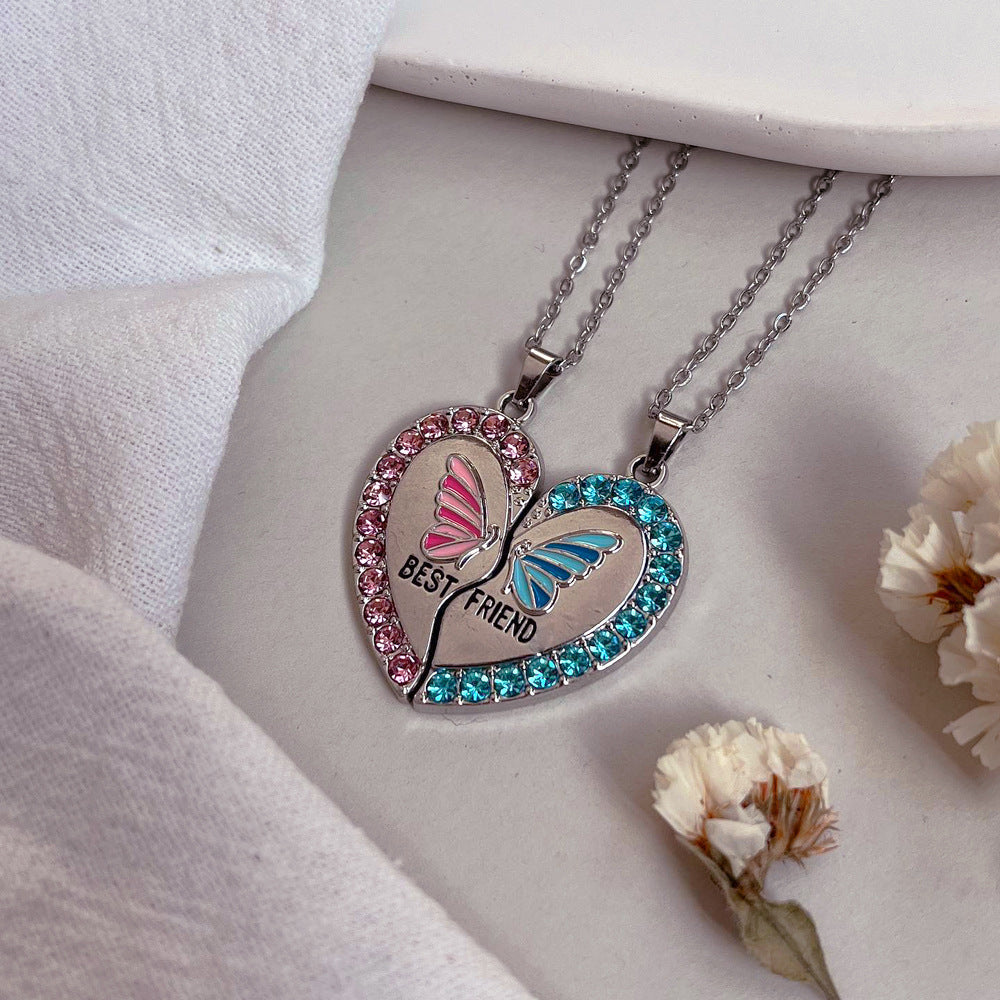 Women's Love Friendship For Graceful Personality Colorful Crystals Heart Necklaces