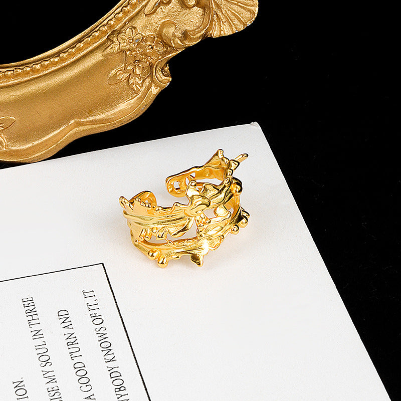 Women's Style Niche Design Minimalist Irregular Wide Texture Rings