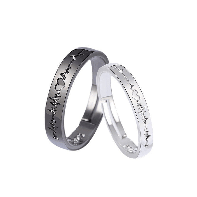 Women's & Men's & Black And White Ecg Open Rings