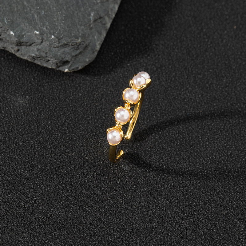 Women's Special Interest Light Luxury Design Pearl Fashion Rings