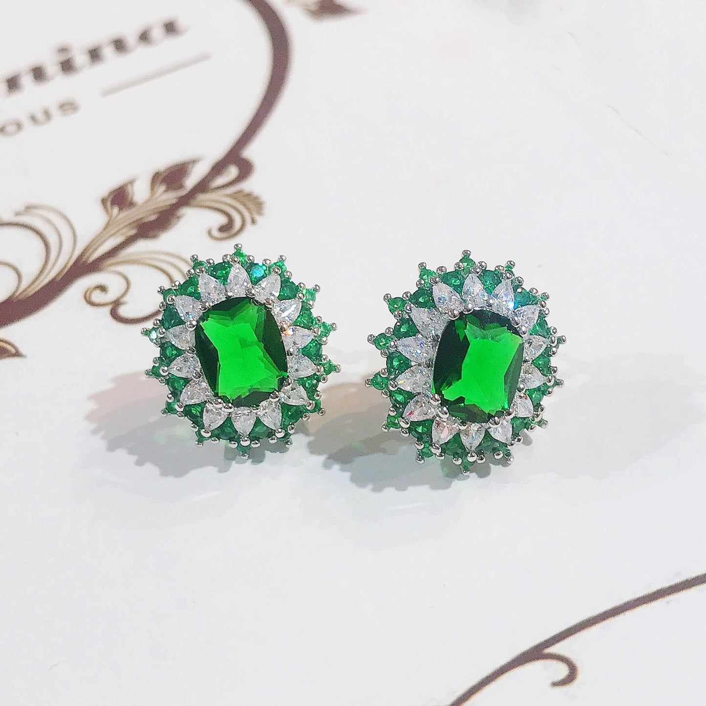 Emerald Royal Sapphire Colored Gems Open Finely Jewelry Set