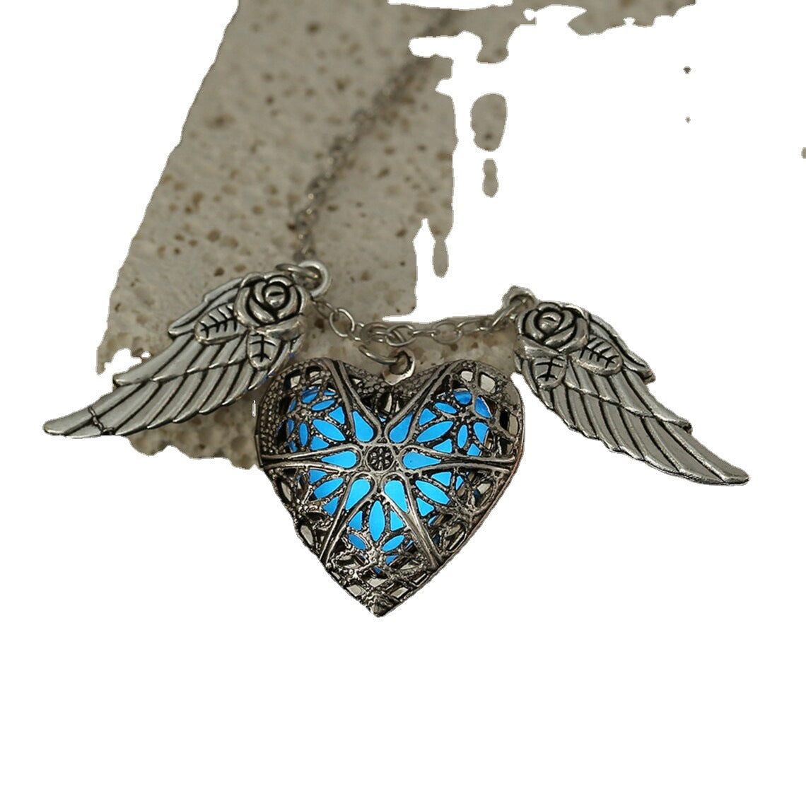 Serrure Lumineuse En Forme De Coeur Avec Colliers Ailes Roses