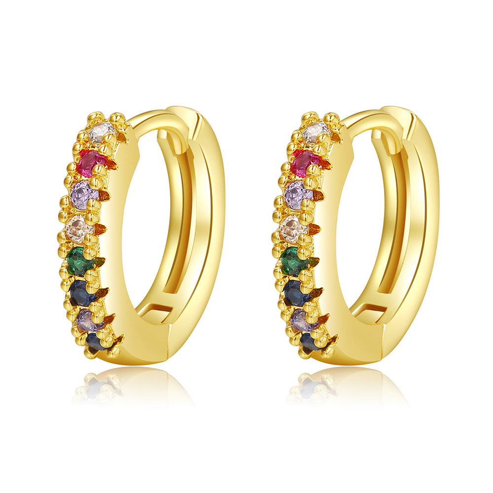 Color Zircon Geometric Ear Simple Graceful Earrings