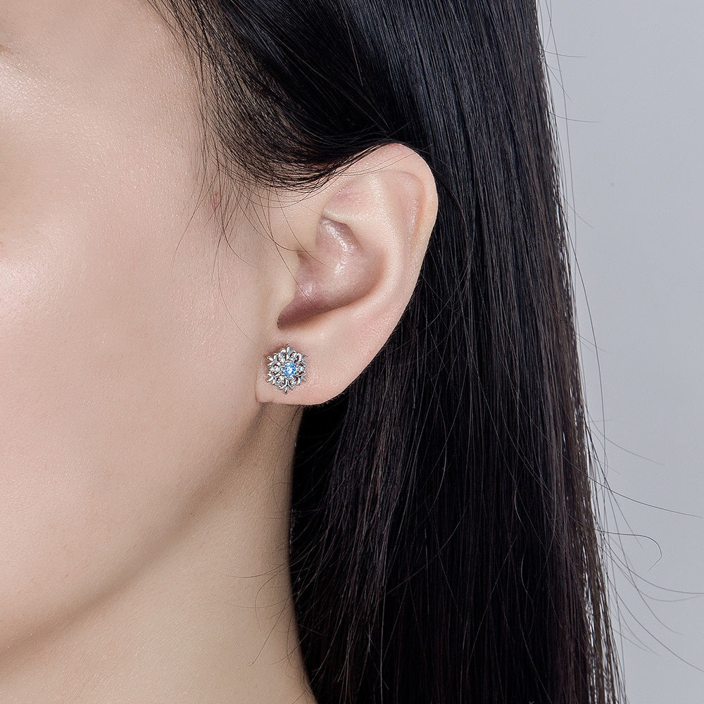 Diamond Snowflake Ear Female Cute Elegant Earrings