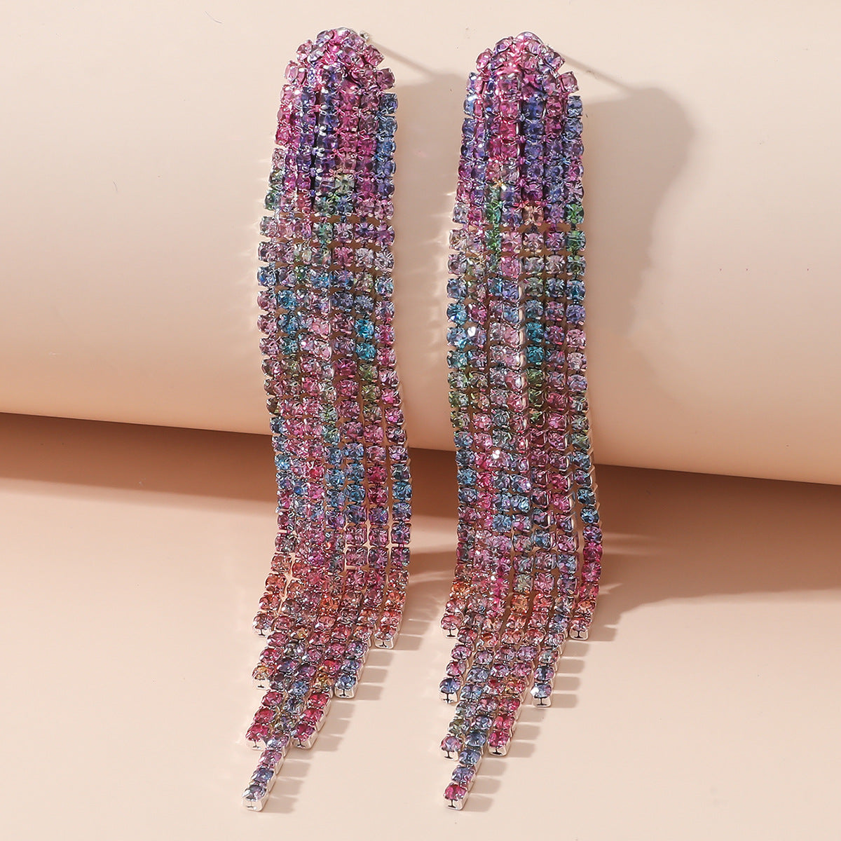 Damen-Ohrringe mit vollem Diamanten in Regenbogenfarben, Abendkleid-Accessoires