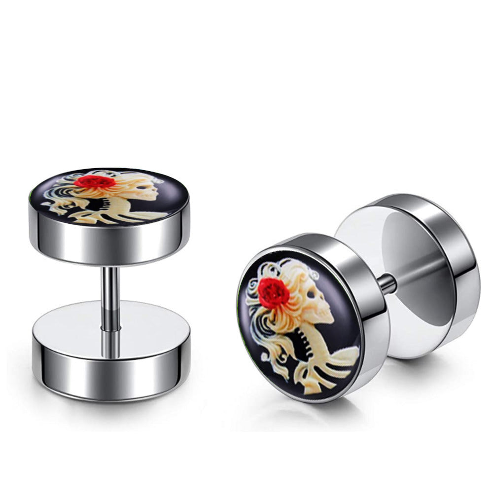 Men's Steel Barbell Fashion Dumbbell Black Street Hipster Korean Style Rings