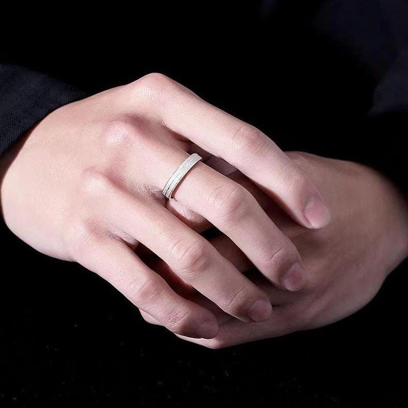 Fantastische, kostenlose, trendige, einzigartige offene Ringe mit gefrostetem Carven-Design für Herren